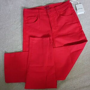 Mother The Rambler Ankle High Rise 29 Straight Leg Jeans in Ribbon Red